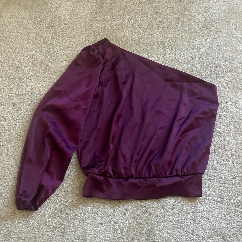 Sweet Rain Purple One-Shoulder Blouse